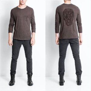 Zadig Voltaire Platine Black Anthra Skull Hardware Button Fly Jeans Mens Size 29